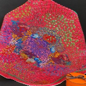 Vintage Hermes “Rencontre Ocean” pleated silk scarf by Annie Faivre (2001)